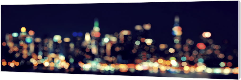 Midtown Manhattan Bokeh - Benjamin Parker Galleries 'city Lights' Photographic (1024x338), Png Download