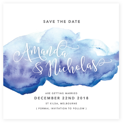 Watercolour Save The Date , Blue - Self-care (435x435), Png Download