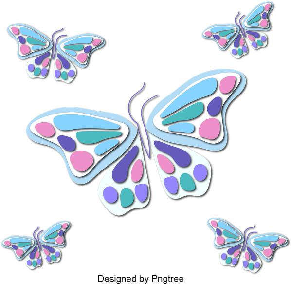 Beautiful Cartoon Lovely Hand-painted Colorful Butterfly - Animation (640x640), Png Download