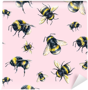 Bumblebee On A Pink Background - Drawing (400x400), Png Download