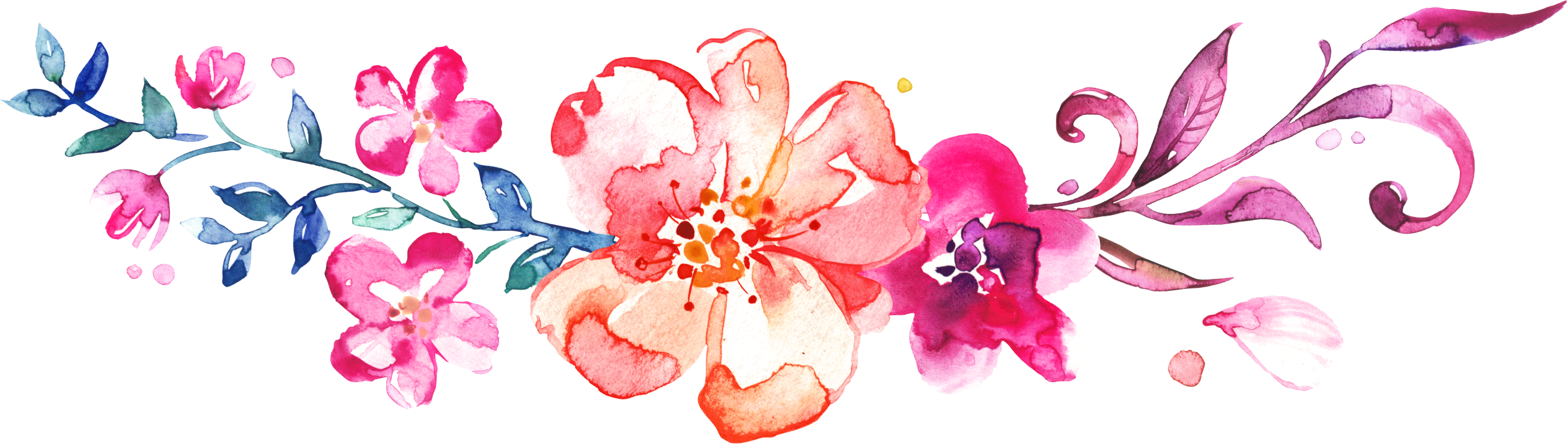 0℃素材3 - Flower Painting Png (2610x739), Png Download