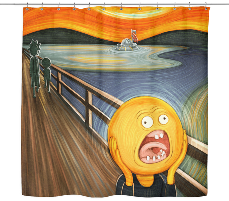 Rick & Morty Screaming Sun Shower Curtain - Rick And Morty - The Sun Scream (760x760), Png Download