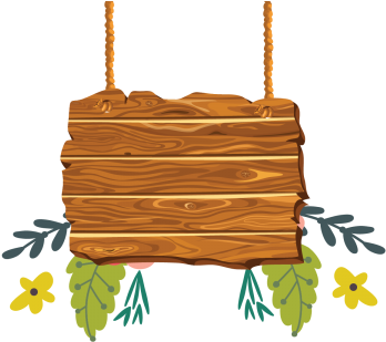 Wooden Hanging With Flowers Vector Illustration, Wooden - Retro Vogel-und Blüten-akzent-kissen Dekokissen (360x360), Png Download