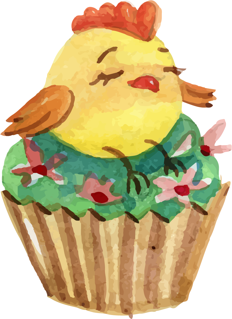 Cupcake Easter Cake Watercolor Painting - Transparent Easter Cake (2100x1967), Png Download