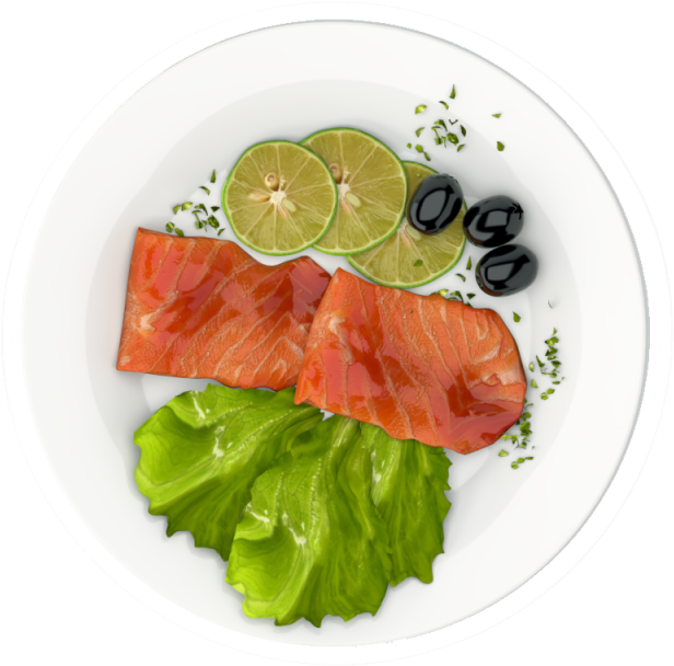 3d Realistic Food Fish Dish For Dinner 3 Top View, - Food Top View Png (640x640), Png Download