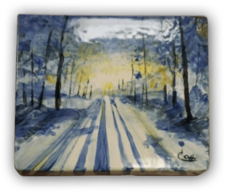 Tw Snowy Forest Canvas - Dirt Road (467x411), Png Download