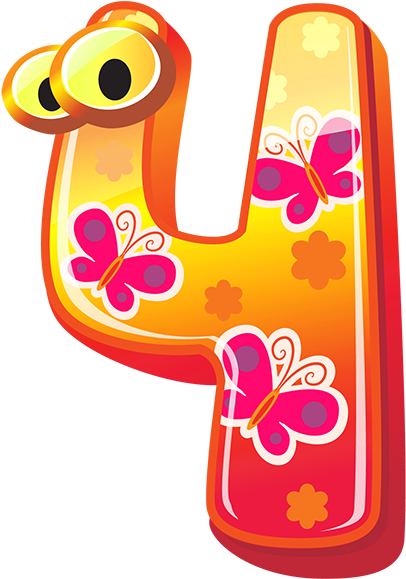 Cute Number Four Png Clipart Image - Number 4 Clipart (463x600), Png Download