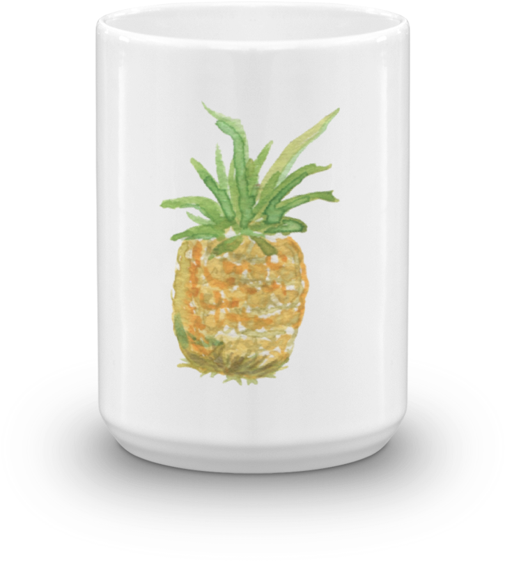 Watercolor Pineapple Mug - Fruit (1000x1000), Png Download