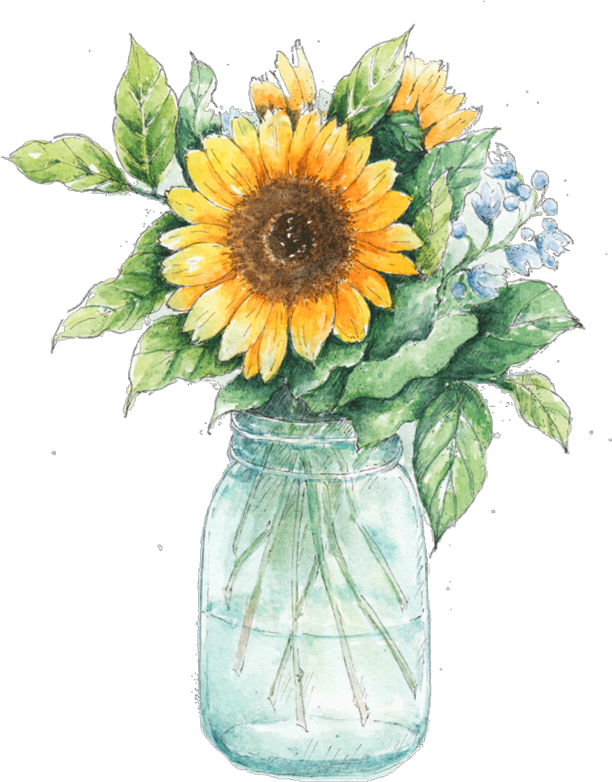 Ftestickers Sunflower Masonjar - Sunflower Painting Png (1024x1330), Png Download