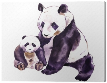 Panda Bear And Baby Bear - Watercolor Painting (400x400), Png Download