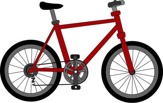 Bicycle Bike Cycle Red Grey Black Vehicle - Bicycle Clipart (538x340), Png Download
