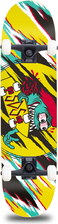 P I Z Z A, Watercolor - Monster Blunt Nose Longboard Skateboard By Stella Sds (400x800), Png Download