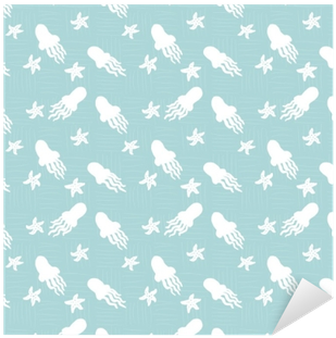 Sea Watercolor Seamless Pattern With White Jellyfishes - Motif (400x400), Png Download