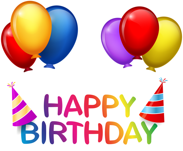 Happy Birthday With Balloons Png Clip Art - Happy Birthday Balloon Png (600x497), Png Download