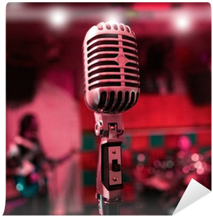 Musical Background With Music Band And Vintage Microphone - Music (400x400), Png Download