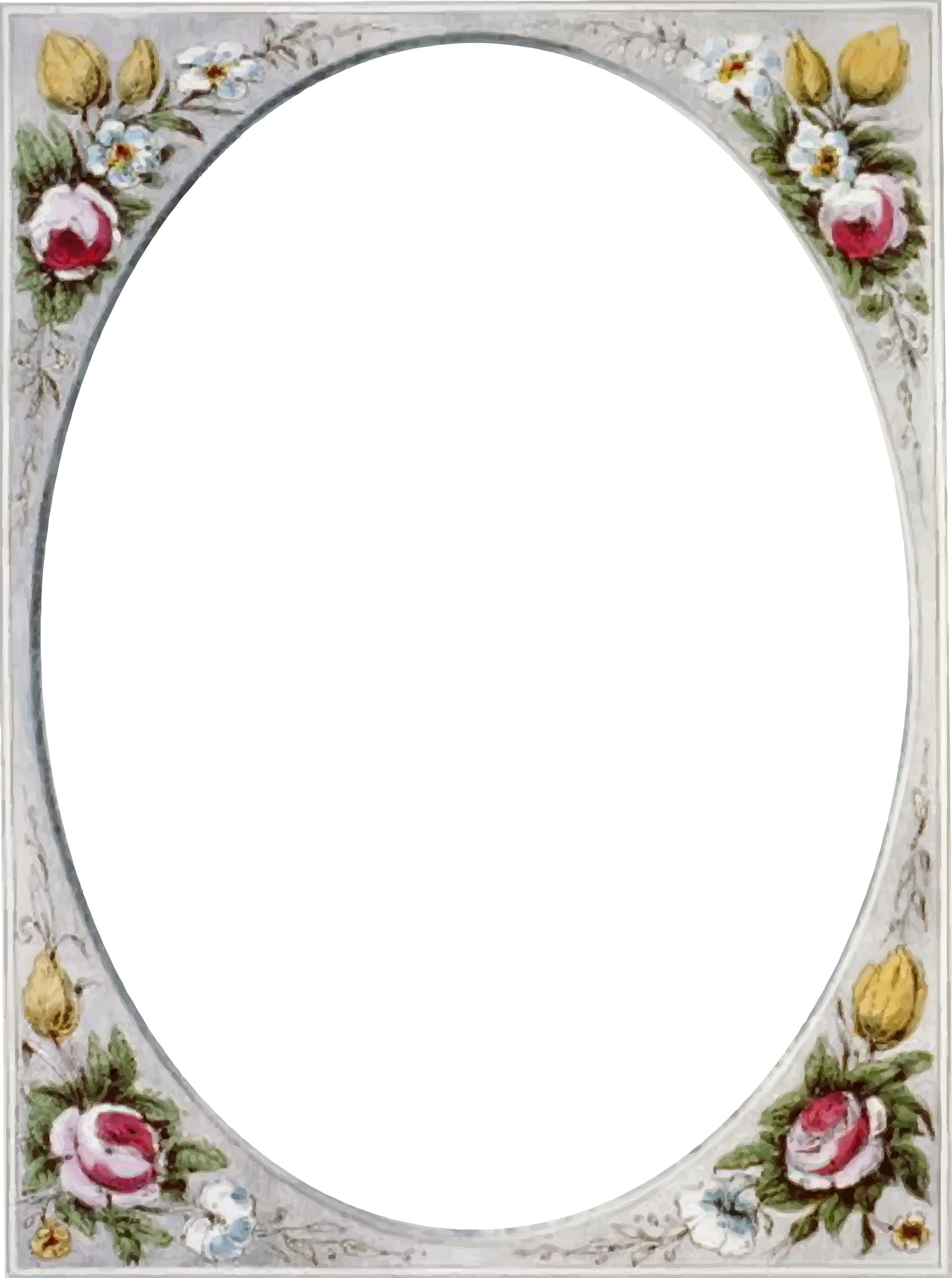 Flower Oval Frame Png Download - Border For Photo Frame (1788x2400), Png Download