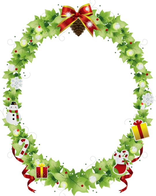 Oval Christmas Frame (540x679), Png Download