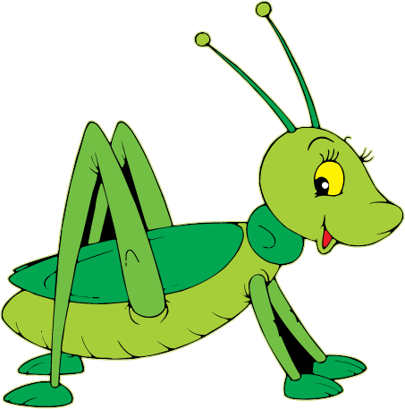 Cartoon Insect Wall Decals For Kids - Cartoon Grasshopper (453x457), Png Download