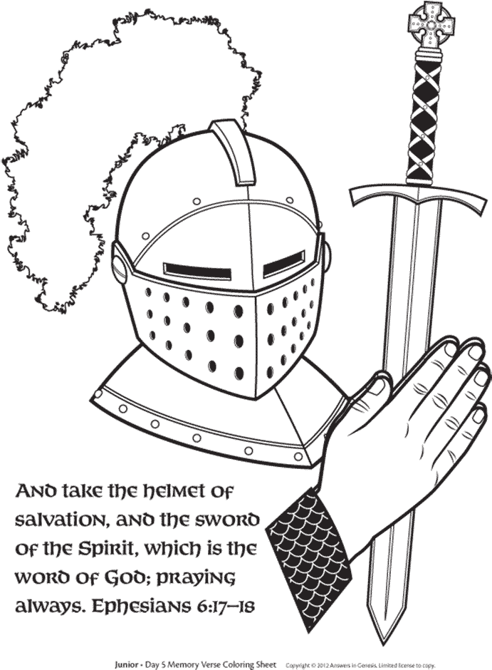 Free Sword Of The Spirit And Helmet Of Salvation Coloring - Helmet Of Salvation Coloring Sheet (773x1000), Png Download