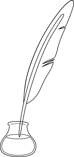 Quill Pen Line Art Free Clip - Feather Pen Line Art (260x550), Png Download