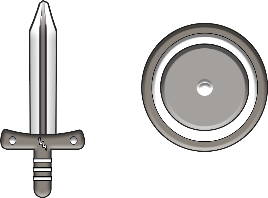 Black And White Shild An Sword - Sword (1035x755), Png Download