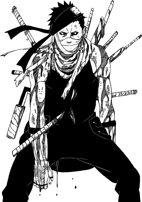 Death Blood Black And White Creepy Edit Manga Mangacap - Zabuza Manga (500x708), Png Download