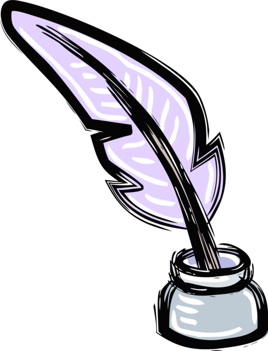 Vector Illustration Of Feather Quill Pen And Ink Well - Intolerable Acts Easy Drawing (535x700), Png Download