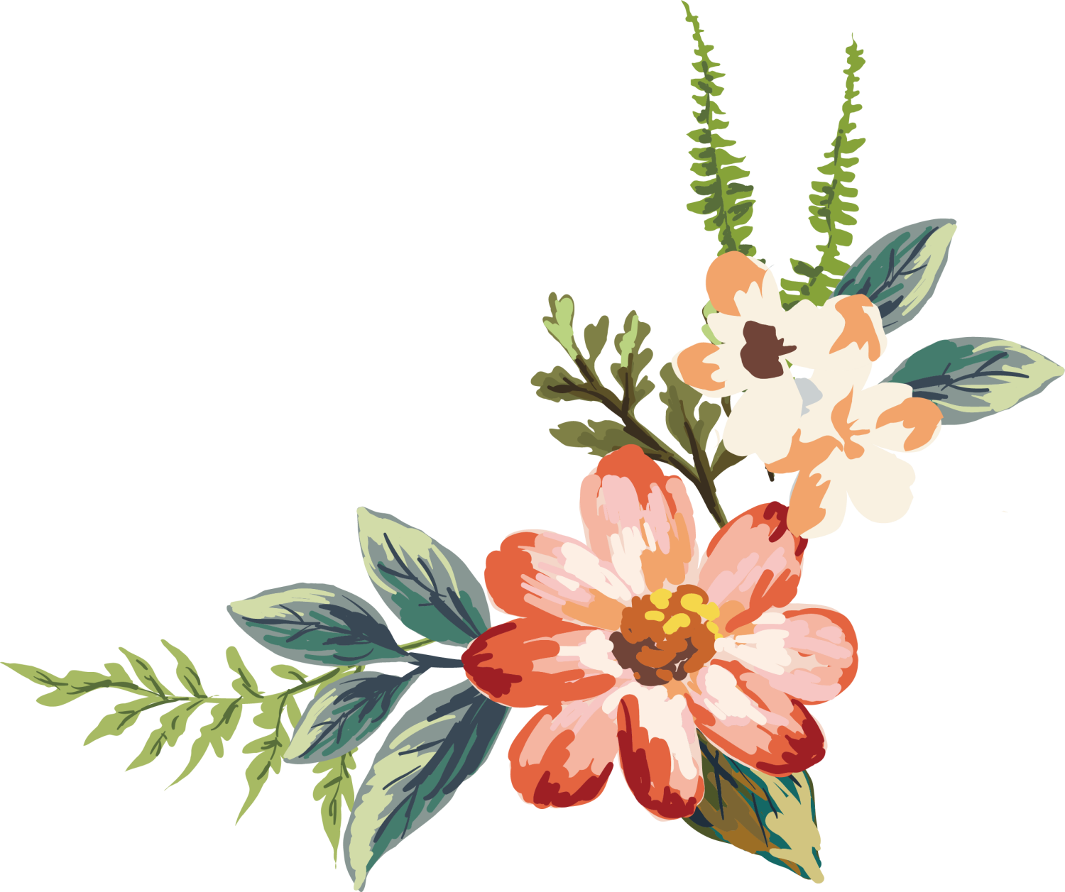 Watercolor Painting Red Flowers - Flower Watercolor Painting (1500x1257), Png Download