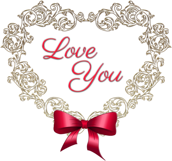 Heart With Red Bow Love You Png Clipart Picture - Heart Love You Png (600x566), Png Download