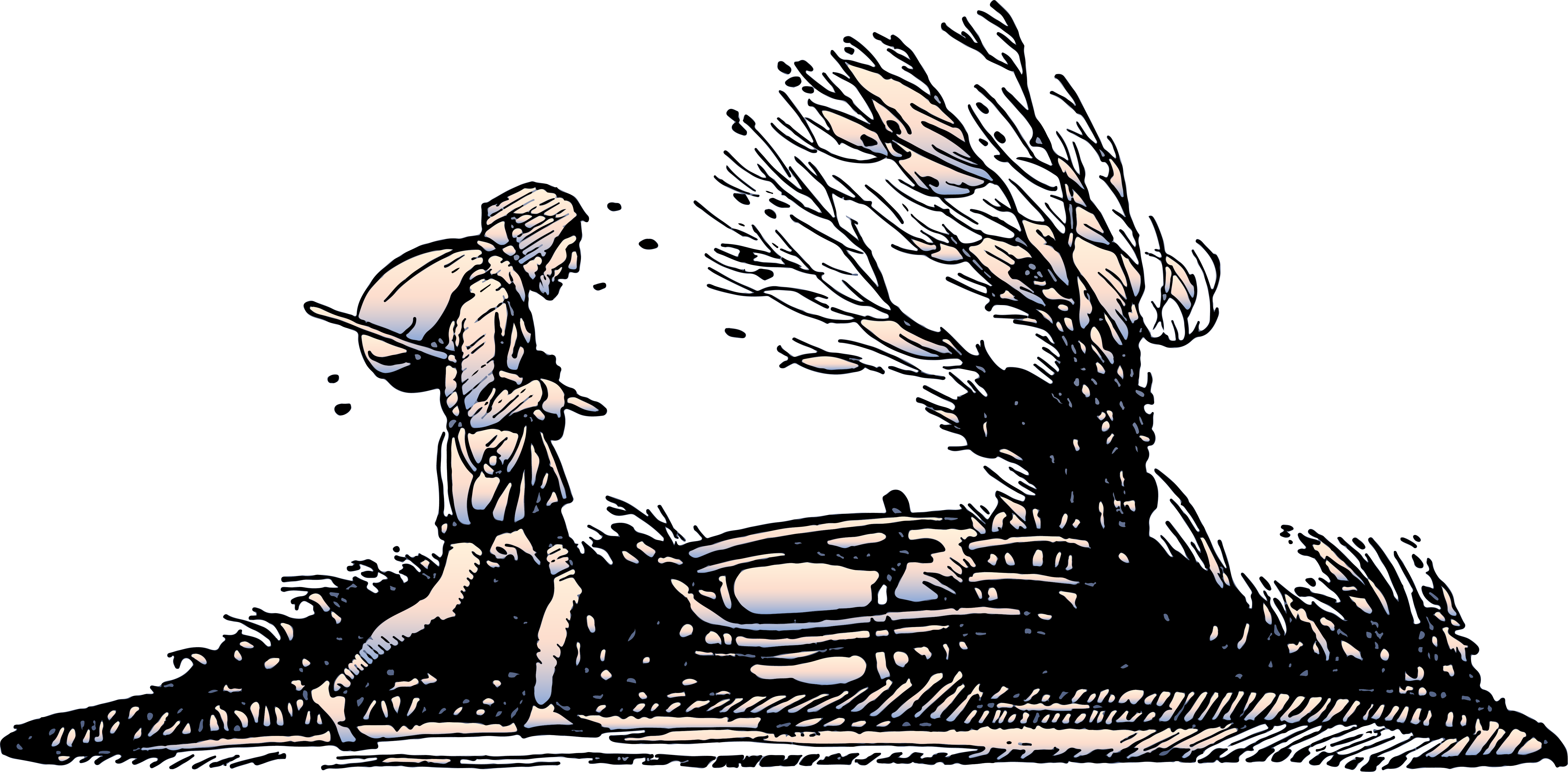 Winter Walking Old Man 1043621 - คน จรจัด (6139x3022), Png Download