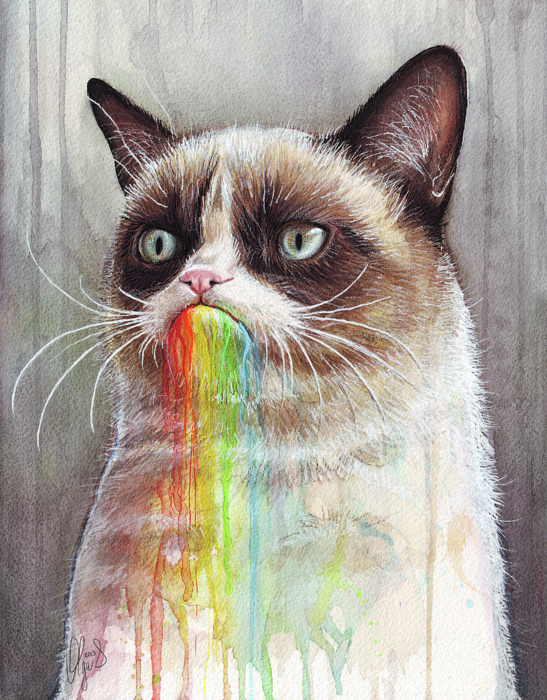 Click And Drag To Re-position The Image, If Desired - Grumpy Cat Tastes The Rainbow (547x700), Png Download