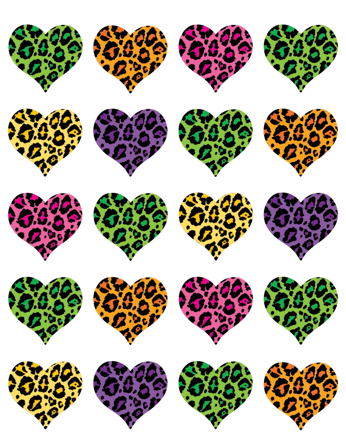 Tcr5200 Leopard Print Hearts Stickers Image - Leopard Print Heart Sticker (900x900), Png Download