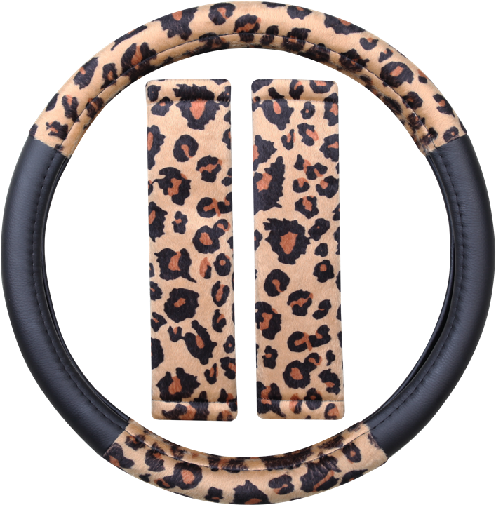 12623 Leopard Print Swc & Sbp See Larger Image » - Cosmos Steering Wheel Cover Set - Leopard Print. (791x800), Png Download