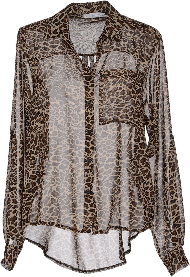 Chilli Peppers Animal Print Sheer See Through Shirt - Shirt (800x958), Png Download