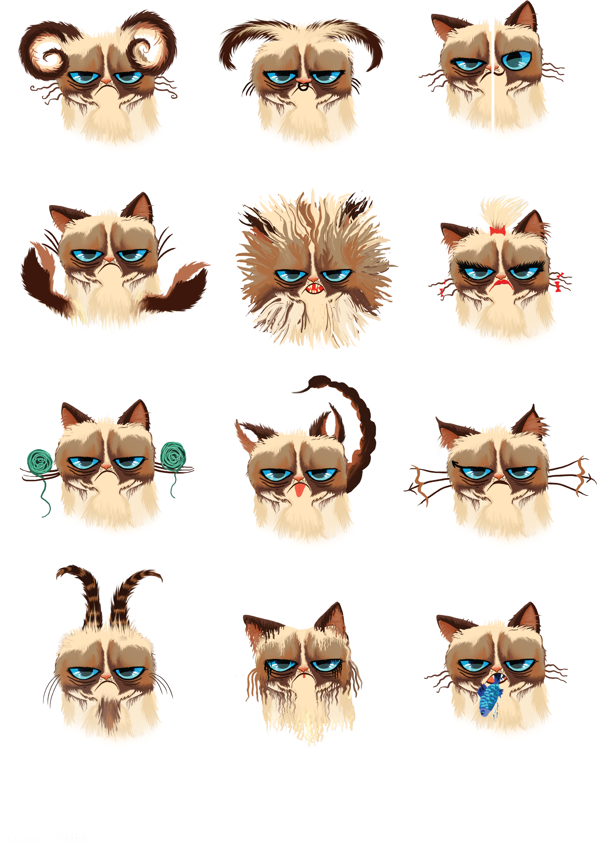 Grumpy Cat Horoscopes - Zodiac Signs Cats (2300x3458), Png Download
