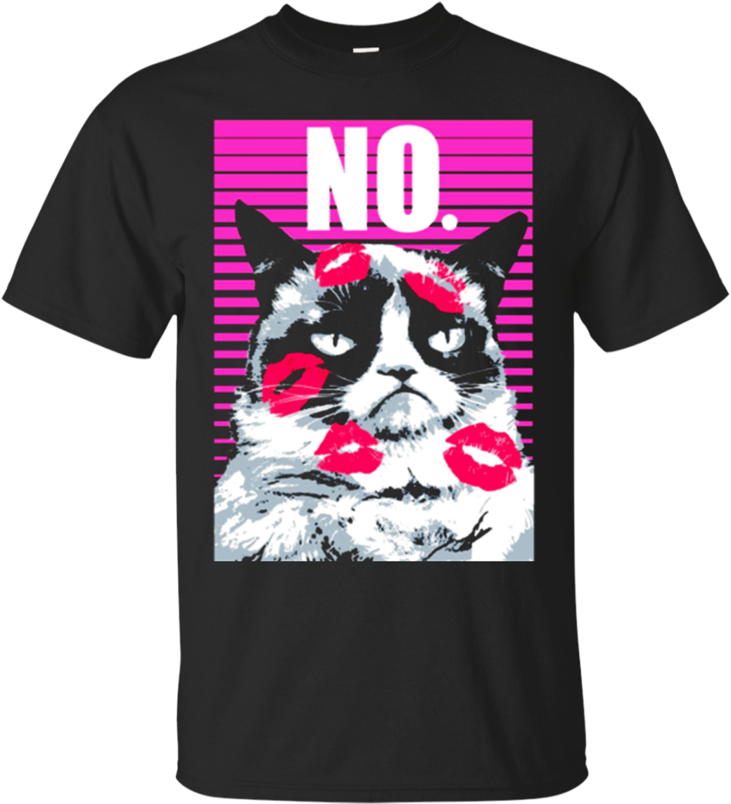 Grumpy Cat Valentines Day No Kissing Graphic T - T-shirt (1155x1155), Png Download