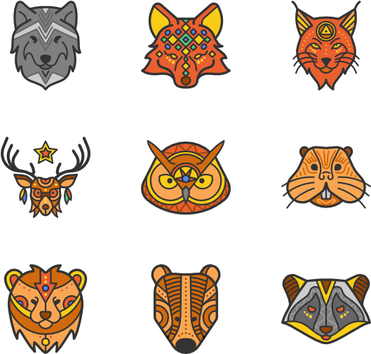 Lineal Color Ethnical Animals - Bear Vector Icon (600x564), Png Download