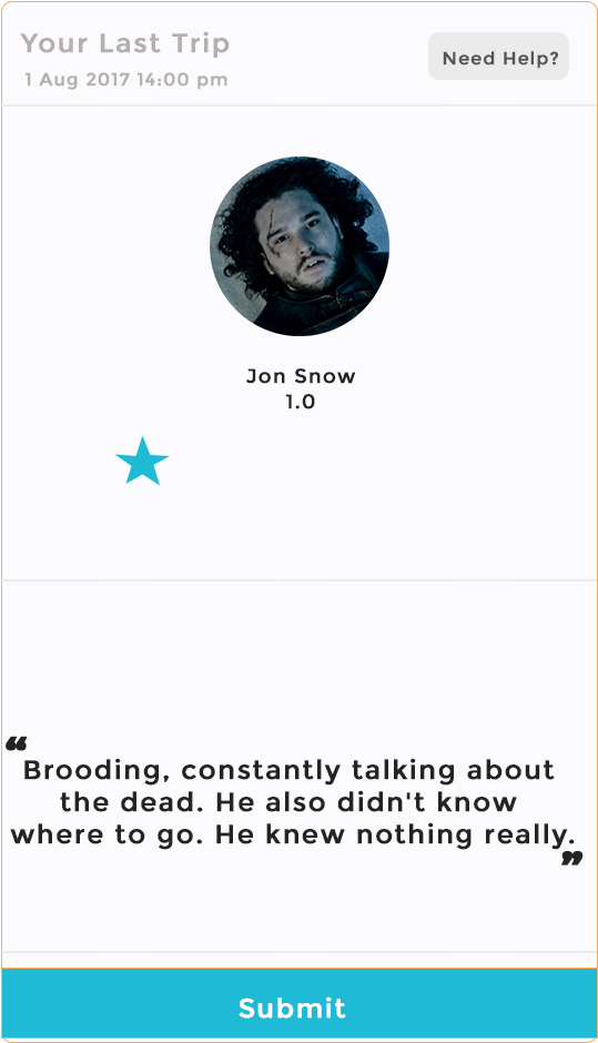 The Profile Depicts Jon Snow With A One Star Rating - Uber 1 Star Rating Transparent (621x1028), Png Download