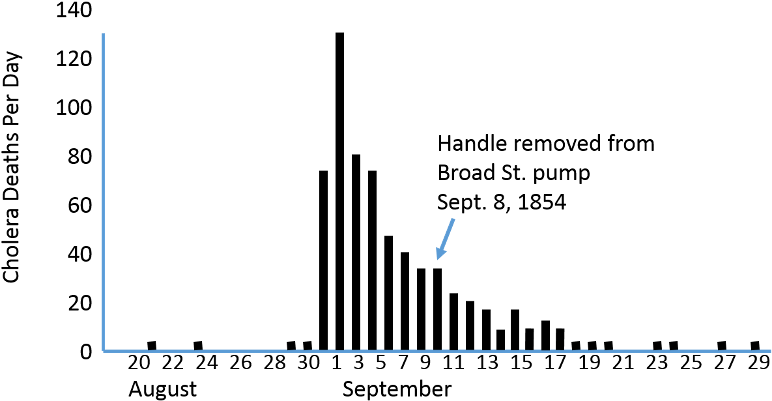 With Knowledge Of The Incubation Period For The Disease, - John Snow Cholera Epidemic Curve (800x432), Png Download