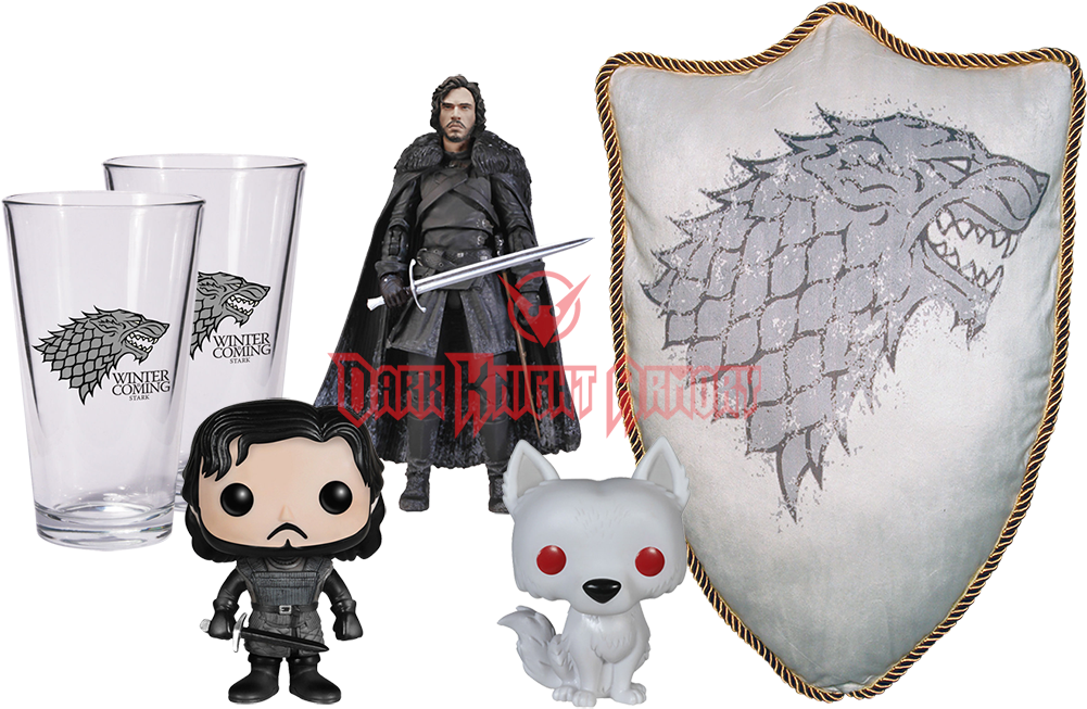 Jon Snow Collectors Set - Game Of Thrones Stark House Sigil Direwolf Throw Pillow (1000x1000), Png Download