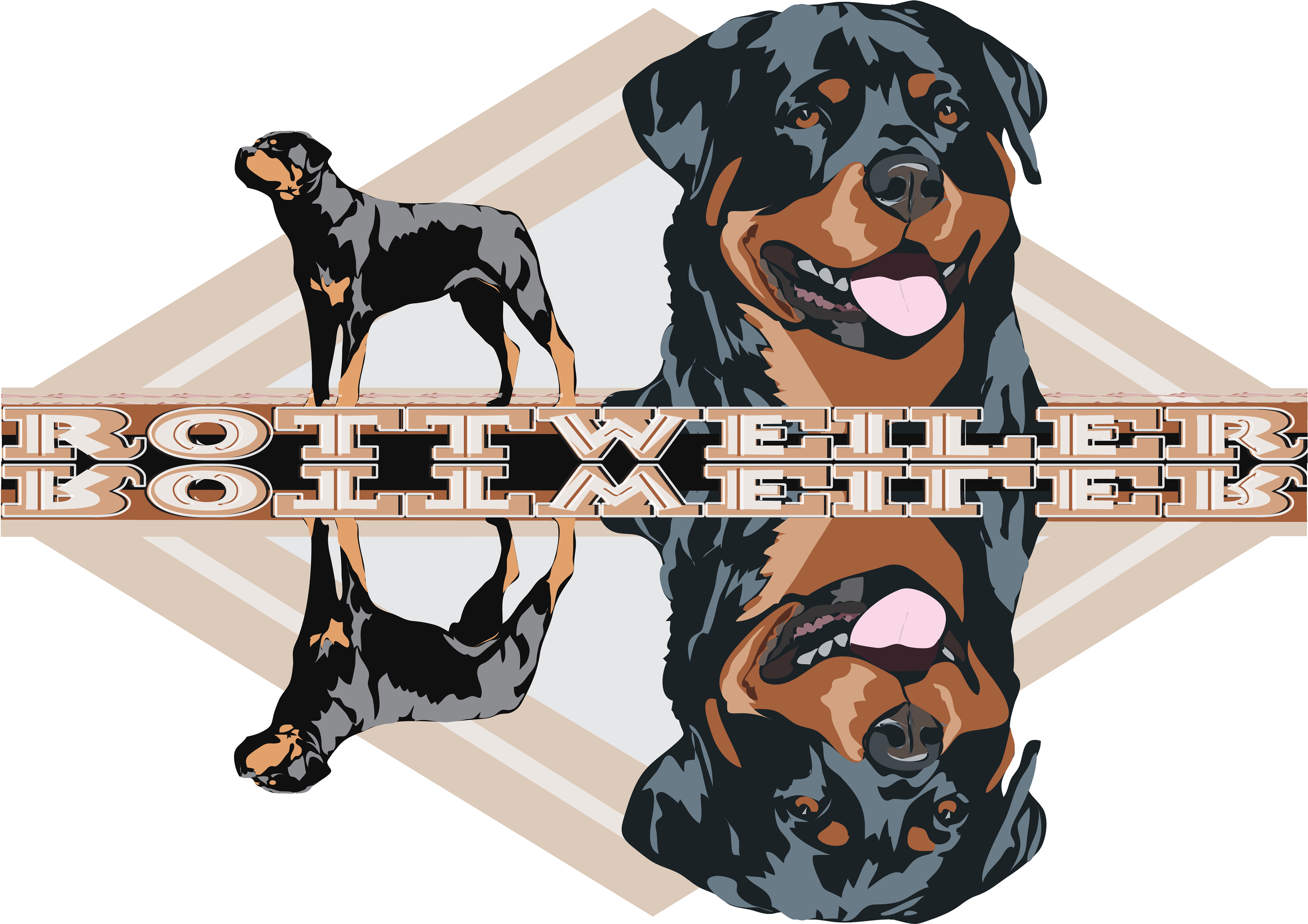 Rottweiler Dog And The Head Of Rottweiler Dog With - Rottweiler (3840x2704), Png Download