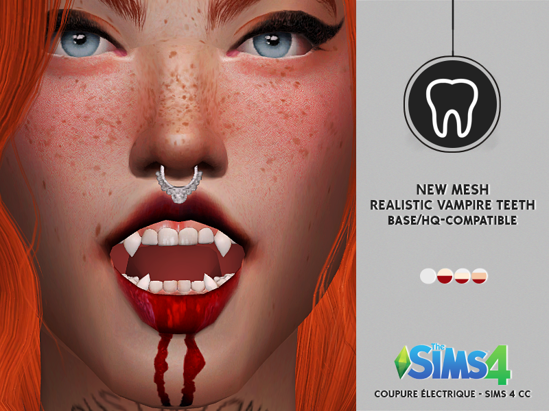 Realistic Vampire Teeth - Sims 4 Realistic Teeth (800x600), Png Download