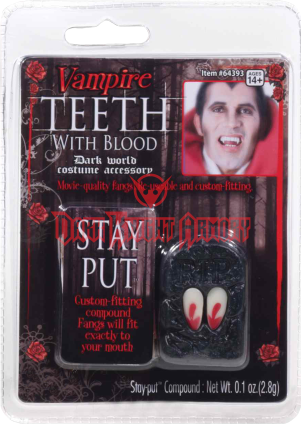 Bloodstained Vampire Fangs - Adult Unisex Bloody Vampire Fangs One Size Multi-colored (847x847), Png Download