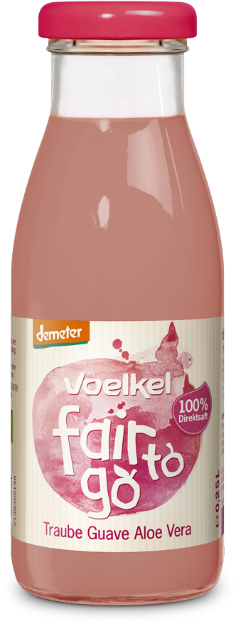 Voe Fairtogo Traubeguavealoevera - Voelkel Bio Orange, Mango And Passion Fruit Juice 250 (380x928), Png Download