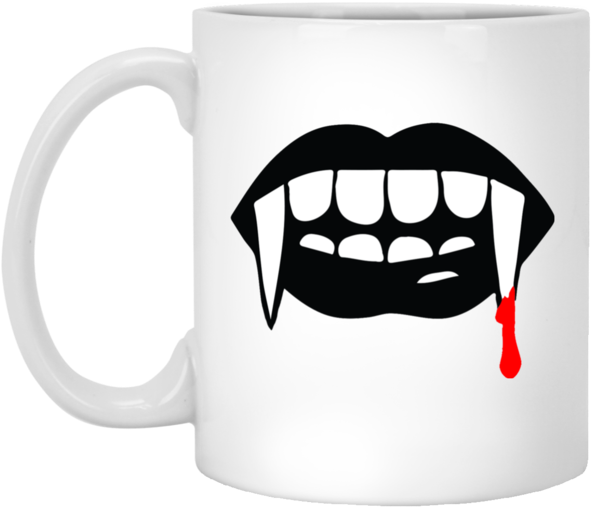 Black Vampire Fangs Halloween White Mug - Vampire Teeth Png (600x600), Png Download