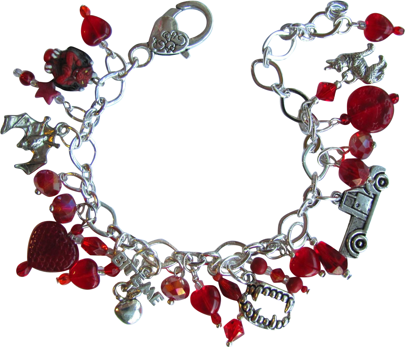 Vampire Charm Bracelet With Vampire Teeth Swarovski - Charm Bracelet (1616x1616), Png Download
