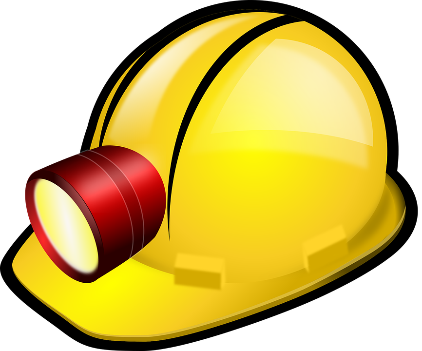 Hardhat, Helmet, Lamp, Mining, Speleology - Mining Helmet Clip Art (866x720), Png Download