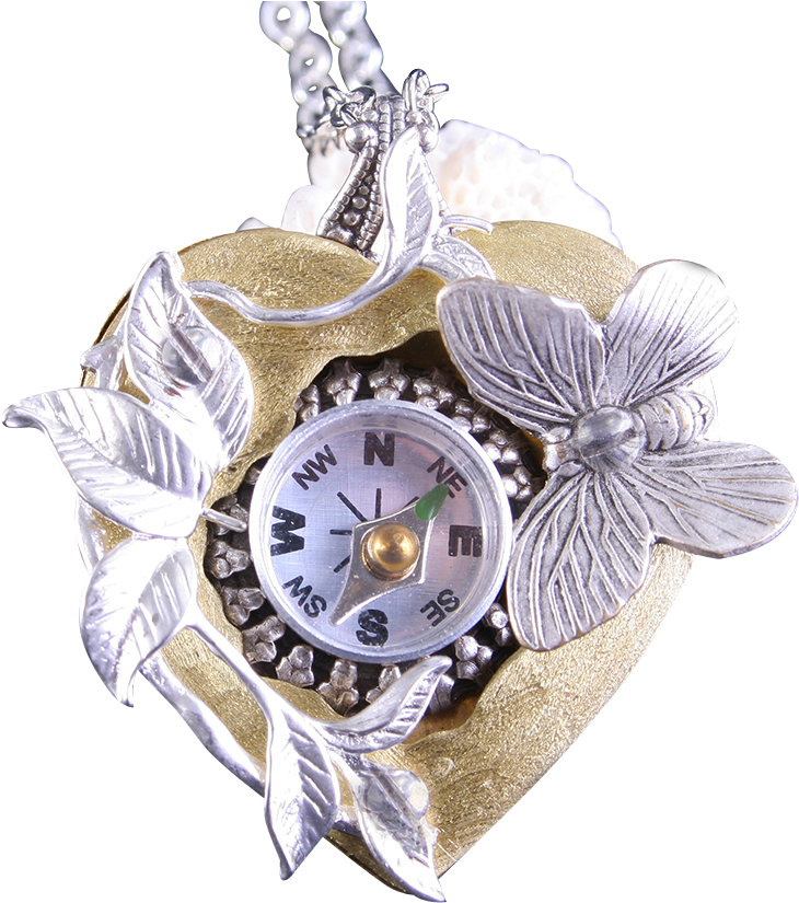 Follow Your Heart Compass Necklace Steampunk Heart - Pendant (824x824), Png Download