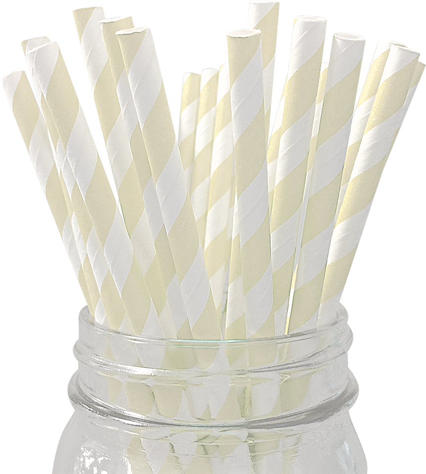 Ivory Striped 25pc Paper Straws (1000x1000), Png Download