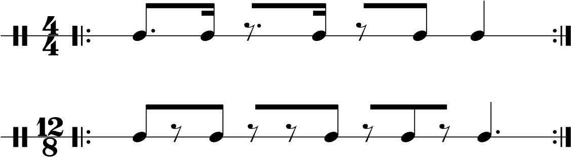 Rumba Clave Pattern - Clave 12 8 (1280x440), Png Download